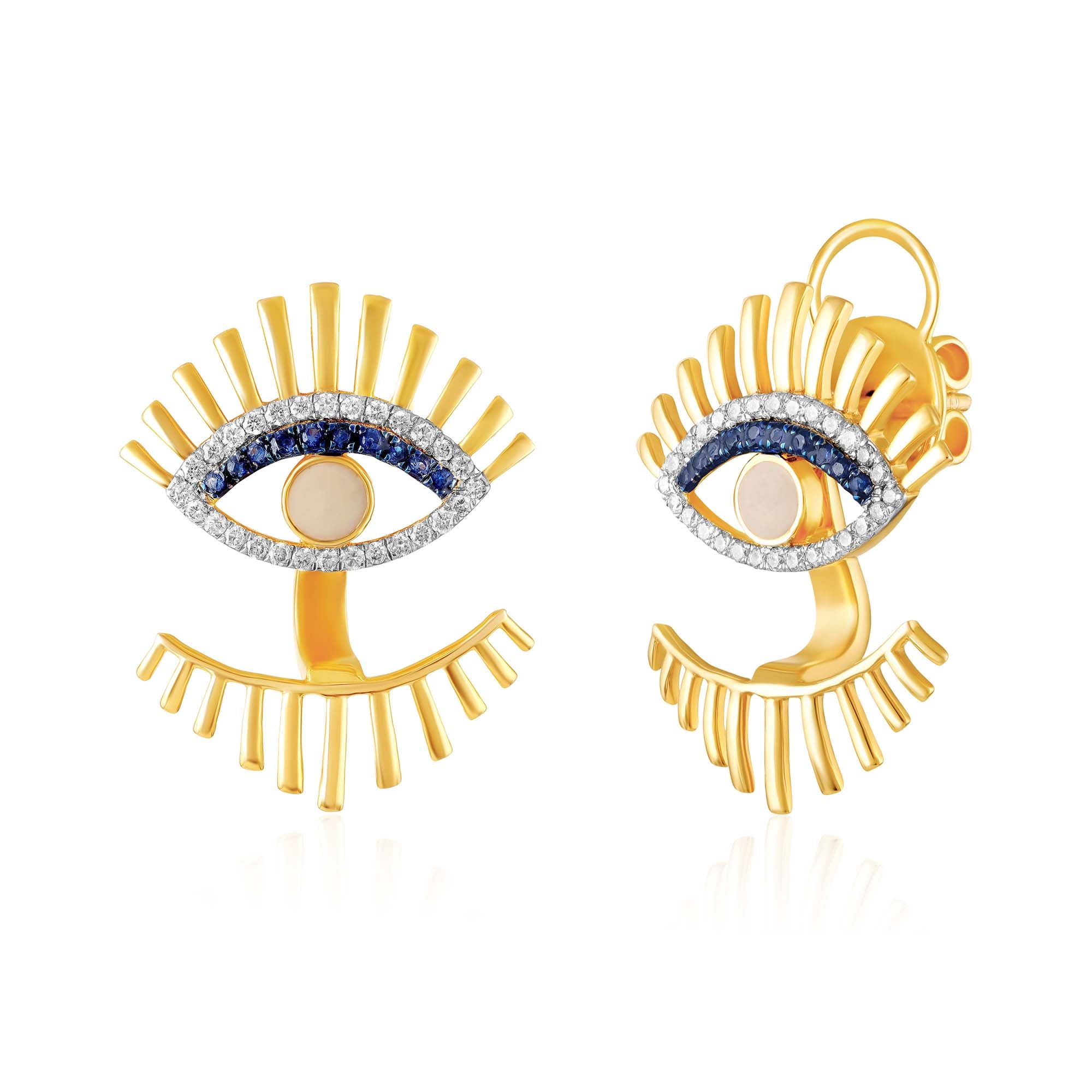 Evil Eye Yellow Gold Front-Back Studs