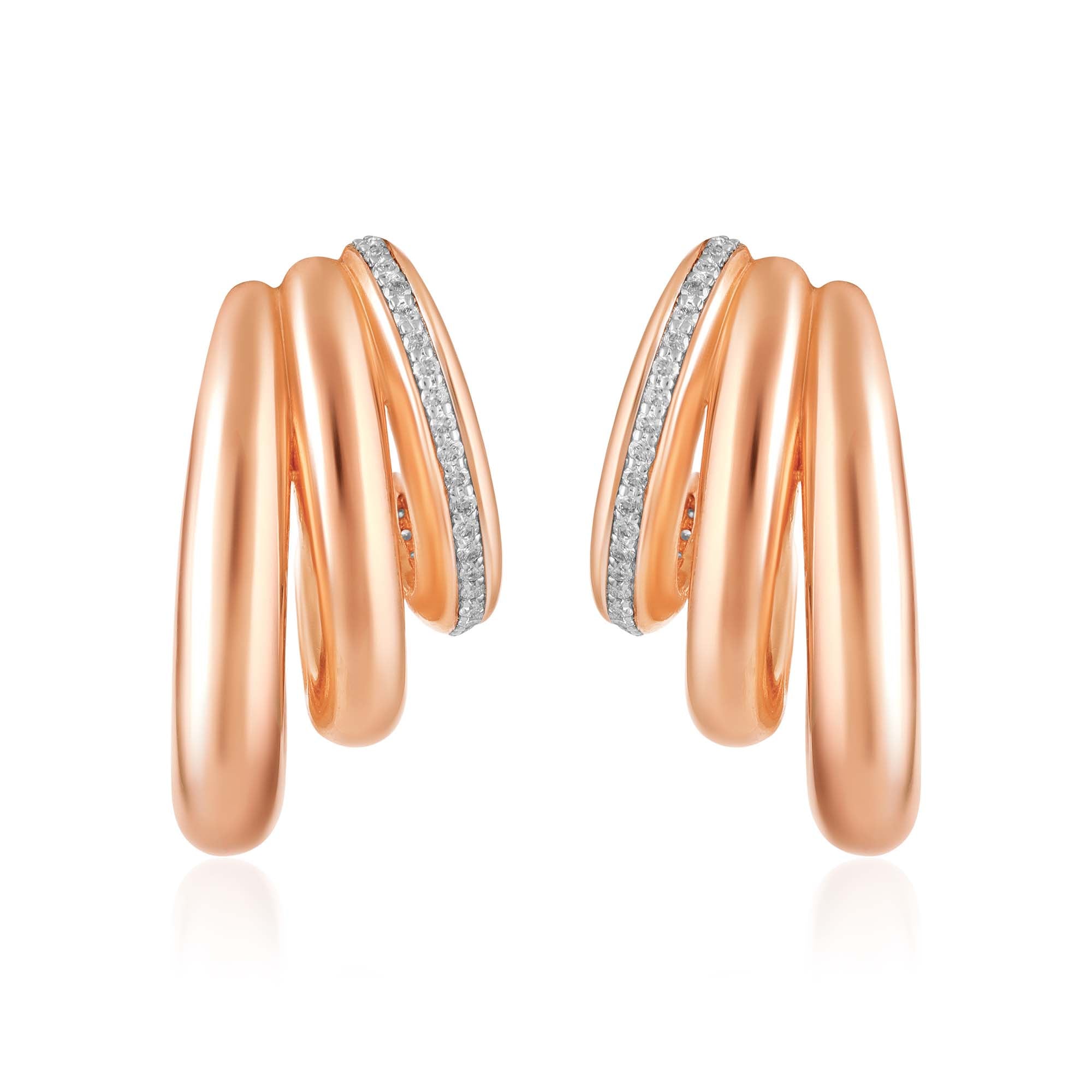 Rose Trio Crescent Studs