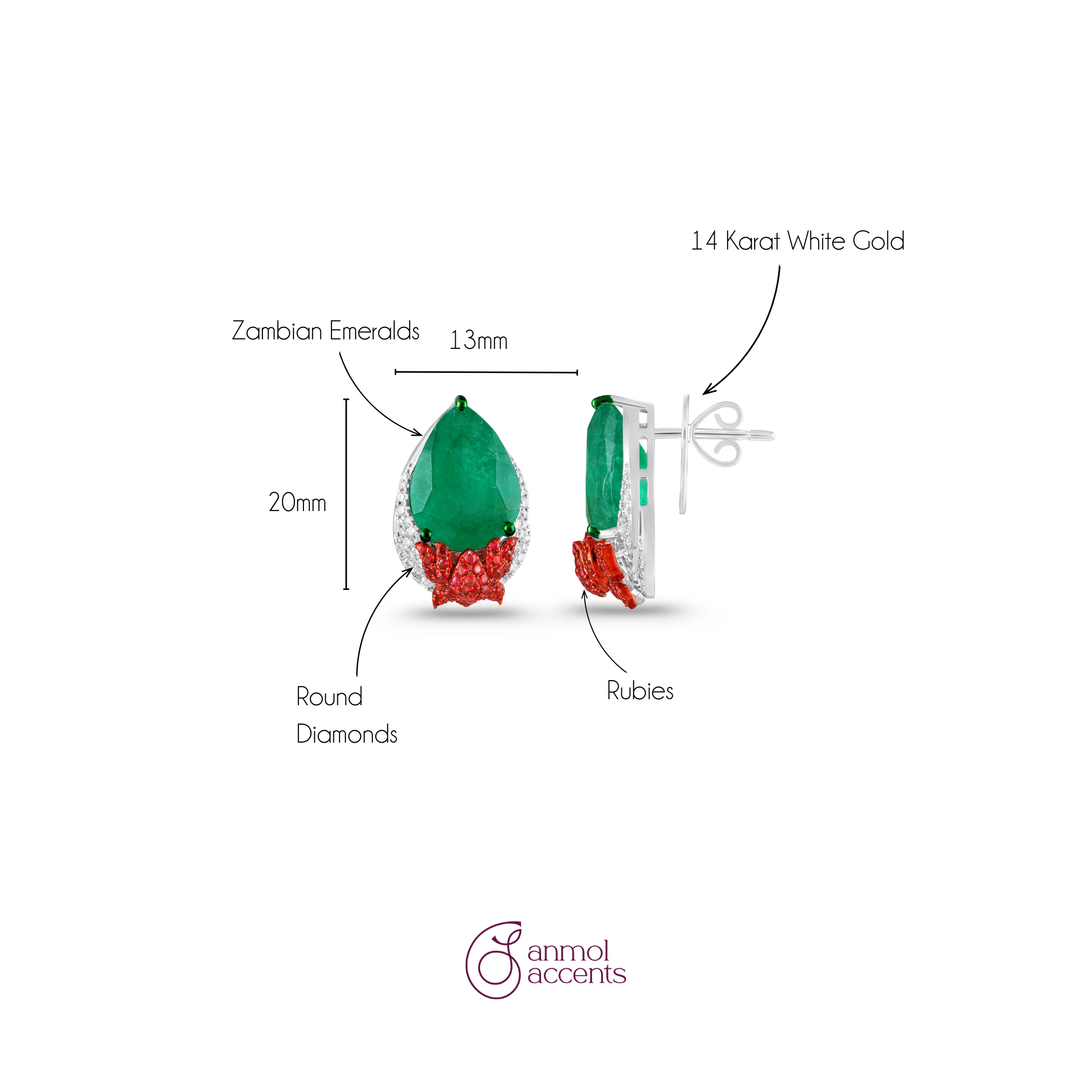 Verdant Emerald Drop Studs