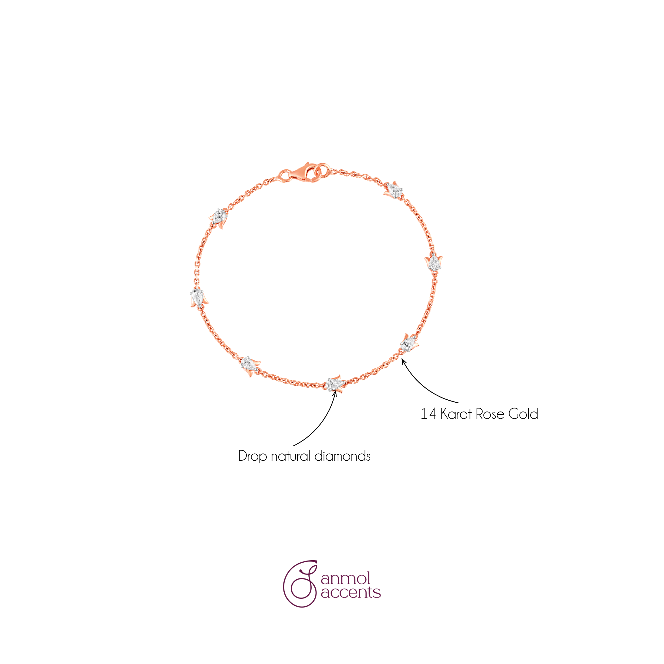 Blooming Chain Natural Diamond Bracelet - Minimal