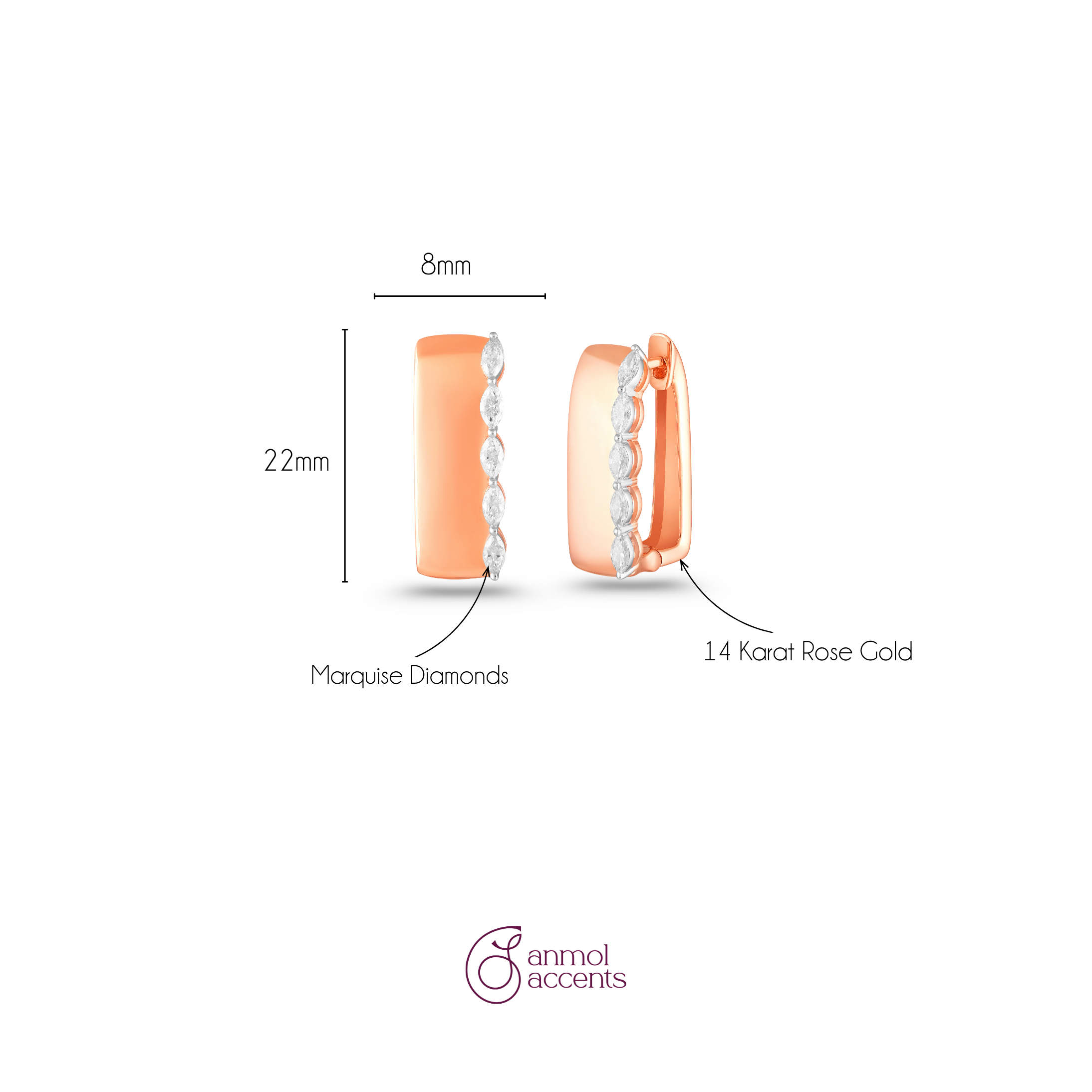 Blush Marquise Arcs hoops