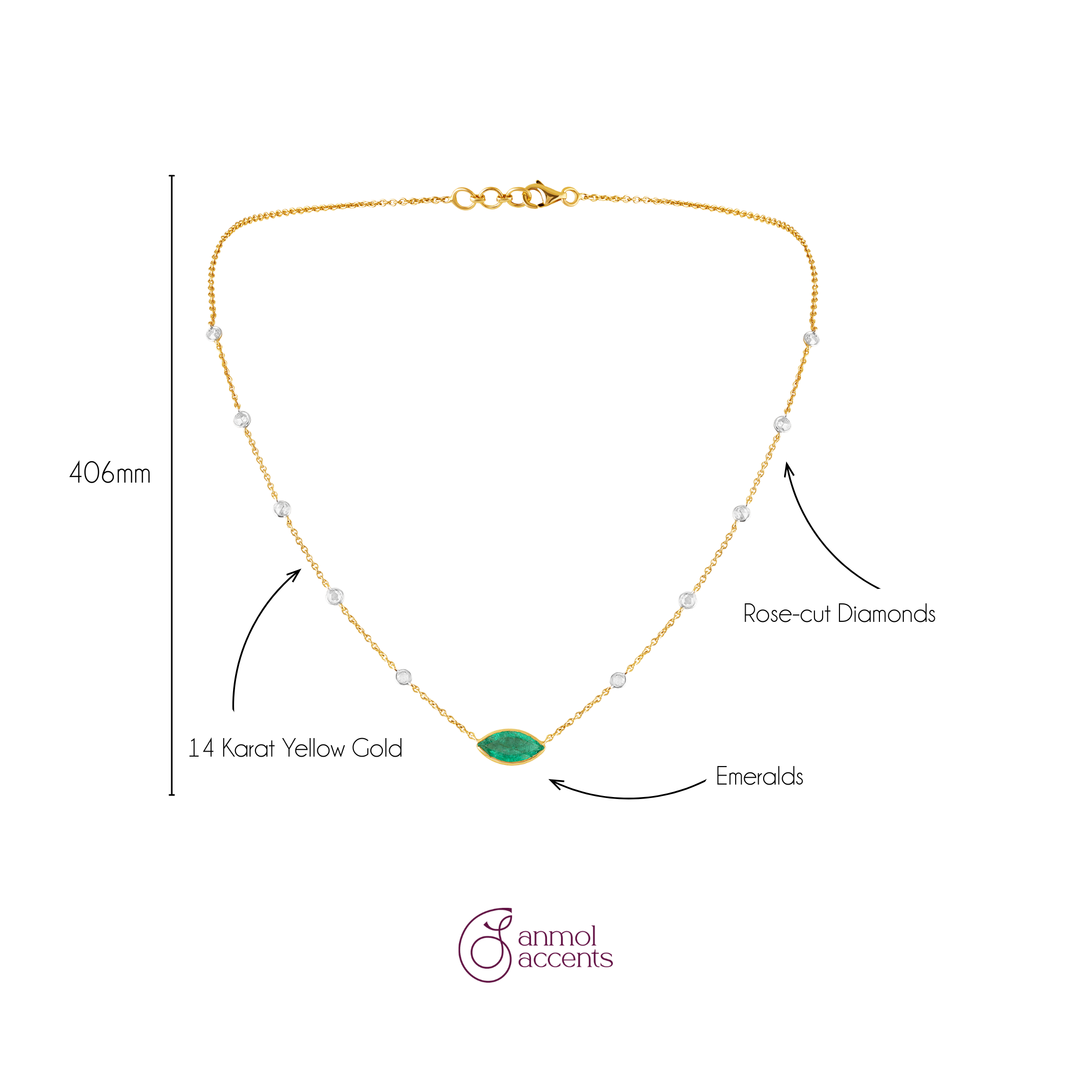 Zambian Dewlight Emerald Rosecut Chain