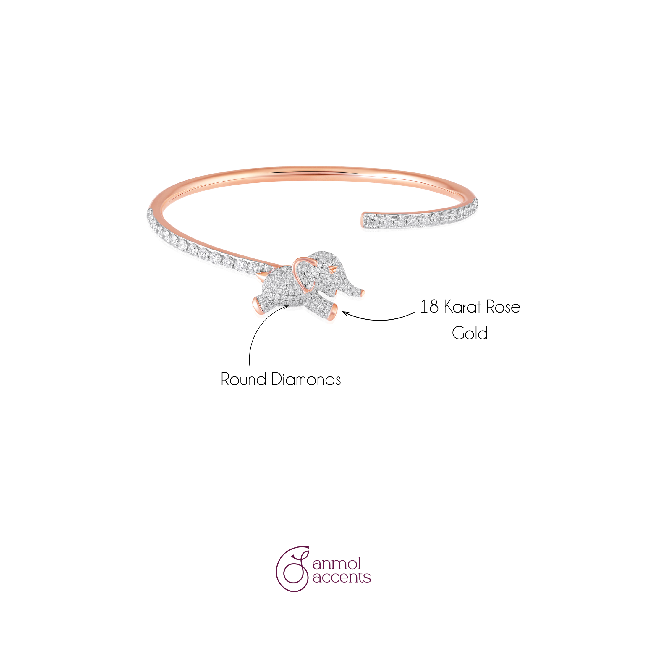 Rose Gold Mini Gaja Cuff Bracelet